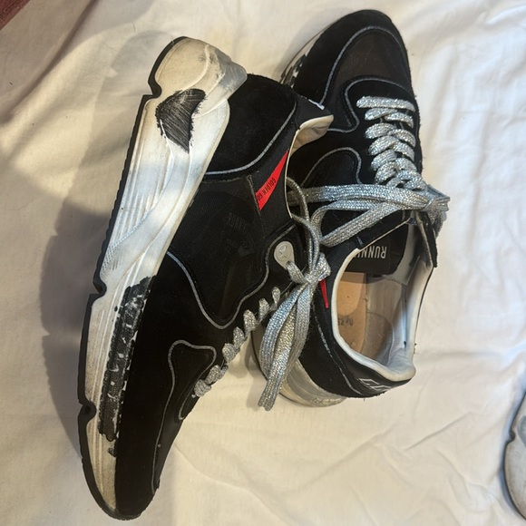 Golden Goose Running Black Suede and Mesh w Silver Laces - Picture 8 of 8